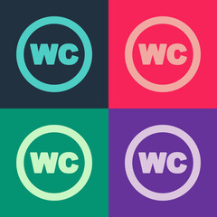 Pop art Toilet icon isolated on color background. WC sign. Washroom. Vector