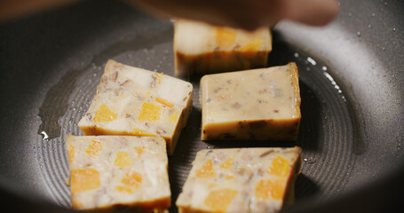 Grill chinese pumpkin mushroom vegan cake for lunar new year