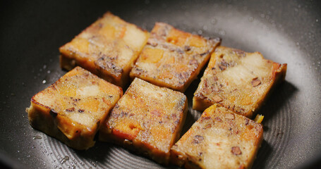 Grill chinese pumpkin mushroom vegan cake for lunar new year