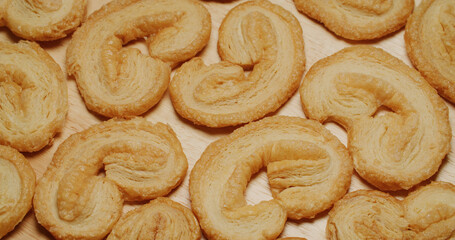 Heart shape baked Palmier cookies