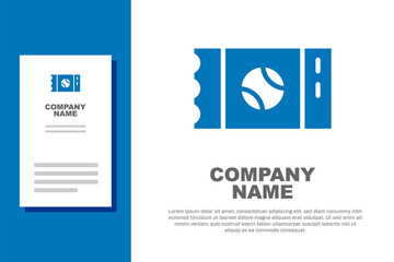 Blue Baseball ticket icon isolated on white background. Logo design template element. Vector