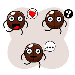 cartoon mascot character illustration. Bubble chat coffee beans
