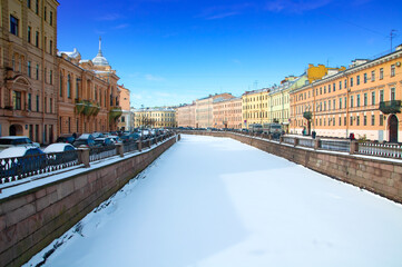Griboyedov Canal in St. Petersburg. Spring in the northern capital of Russia
