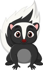 Cartoon baby skunk on white background