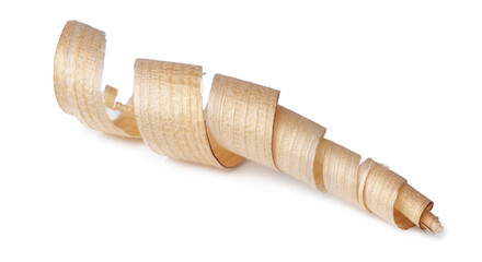 Wood shavings isolated on white background