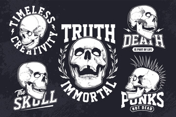 Vintage Skulls Emblems Set
