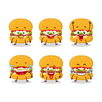 Cartoon character of cheeseburger with smile expression