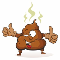 Funny Poop Cartoon Character. Face stinky poop shit emoji icon, colorful pictogram.