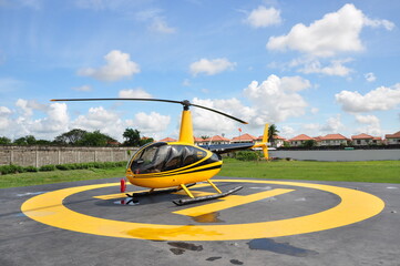 Helicopter flying sightseeing around Thailand