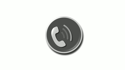 New white color 3d phone calling icon on white background