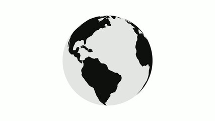 black and white color 3d earth icon in white background