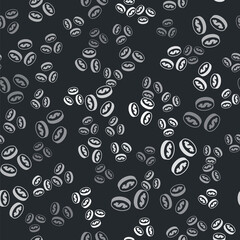 Grey Coin money with dollar symbol icon isolated seamless pattern on black background. Banking currency sign. Cash symbol. Vector