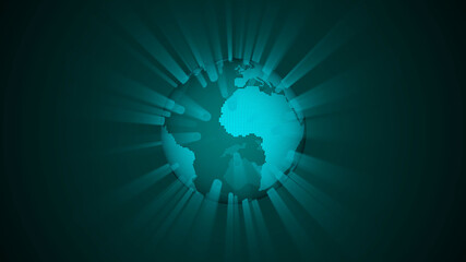 Obraz premium New cyan color technology 3d planet, Glowing 3d background planet