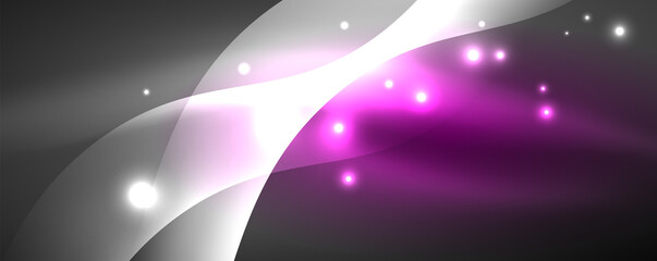 Shiny glowing neon wave, light lines abstract background. Magic energy and motion concept. Vector wallpaper template