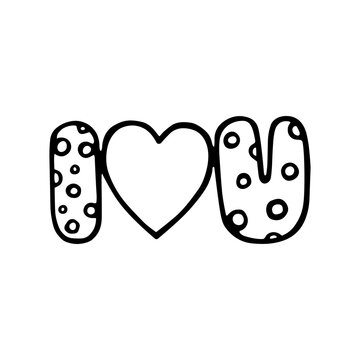 i love u doodle art clip art preview