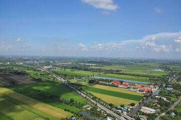 Fototapeta na wymiar Helicopter flying sightseeing around Thailand