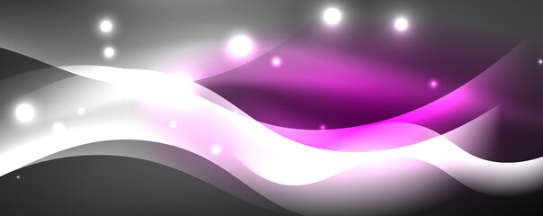 Shiny glowing neon wave, light lines abstract background. Magic energy and motion concept. Vector wallpaper template