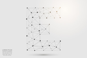 Abstract letters font is composed of three-dimensional triangles, lines, dots and spider webs of connections. Vector illustration eps 10.