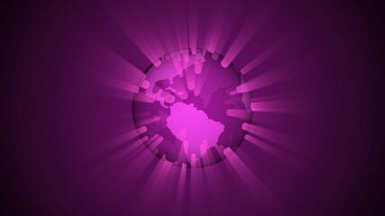 New pink color lighting 3d planet icon, Background earth