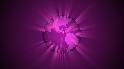 New pink color lighting 3d planet icon, Background earth