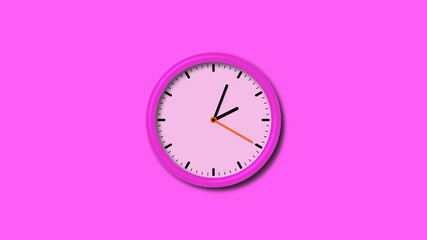 Pink color counting down 3d wall clock icon on pink background