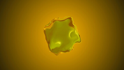 New shiny abstract 3d liquid on yellow background, Liquid icon