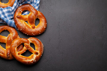 Fresh baked homemade pretzel. Beer snack