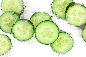 Cucumbers in water, healthy organic cosmetics product