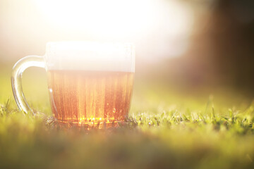 mug of beer on the grass