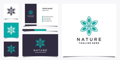 Nature logo design with creative concept and business card. Logo design template Premium Vector