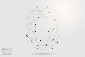 Abstract letters font is composed of three-dimensional triangles, lines, dots and spider webs of connections. Vector illustration eps 10.