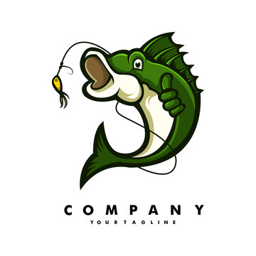 Fish mascot cartoon logo character design illustration vector