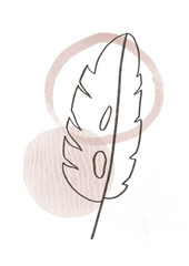 Abstract Leaf Illustration. Botanical Logo Print. Shapes watercolor floral poster