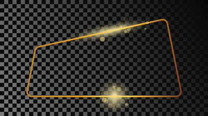 Gold glowing rounded trapezoid shape frame