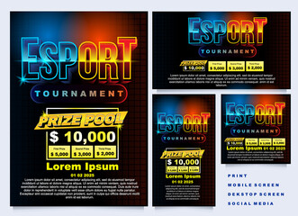 esport tournament promotional template material. various size. vector illustration