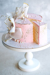 Wedding cake, cake for a wedding. High quality photo.