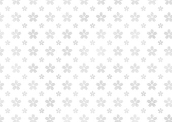 銀箔の桜　パターン　背景イラスト素材（銀色・白）