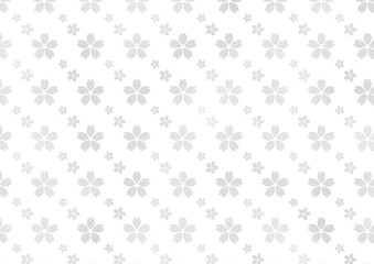 銀箔の桜　パターン　背景イラスト素材（銀色・白）