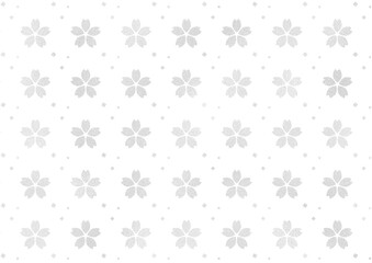 銀箔の桜　パターン　背景イラスト素材（銀色・白）