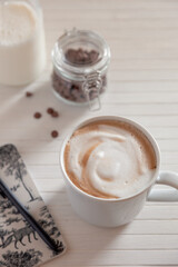 cup of cappuccino with chocolate