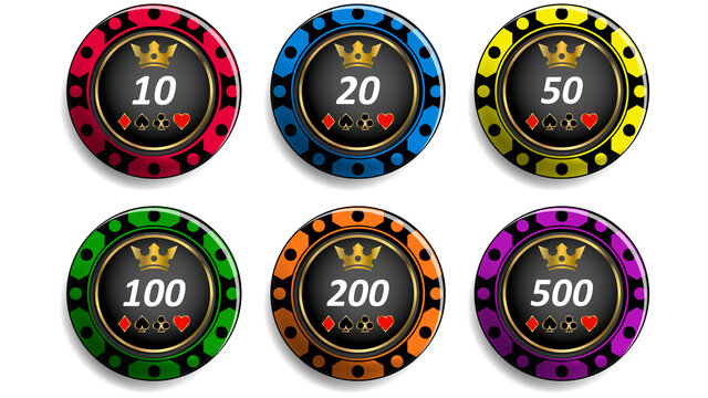 set of custom colorful poker chips