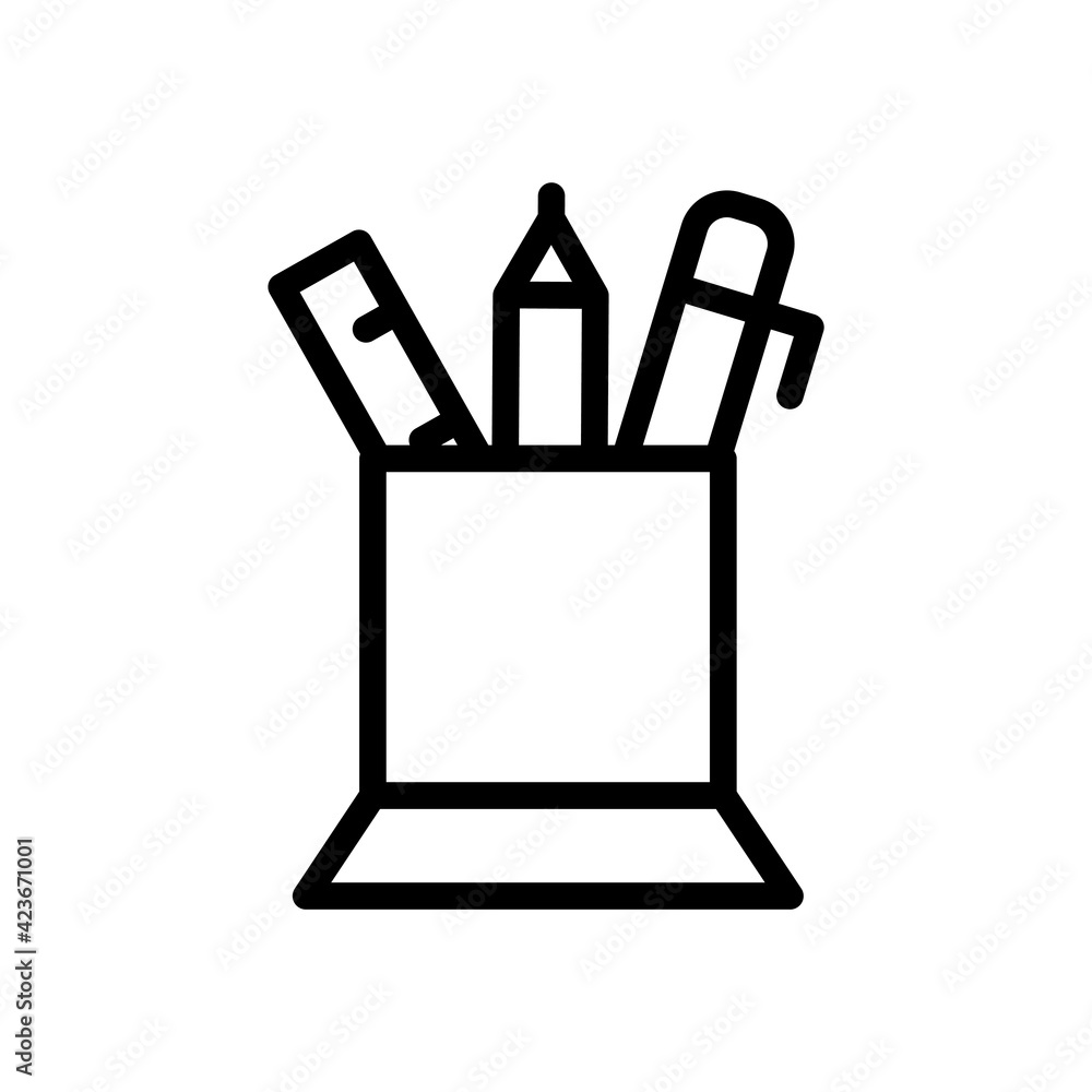 Poster pen line icon with ruler. office stationery. the icon can be used for application icon, web icon, in