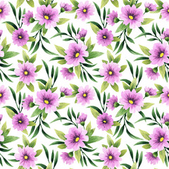 Fototapeta na wymiar Decorative floral watercolor seamless pattern. Design for fabric, wallpaper, packaging and more.