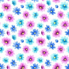 Decorative floral watercolor seamless pattern. Design for fabric, wallpaper, packaging and more.