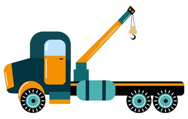 Tow truck. Rescue vehicle. Children's illustration. White background, isolate. Vector illustration.