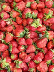 fresh strawberries in a market