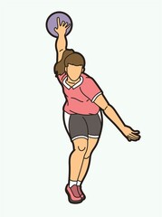 Bowling Sport Female Player Action Cartoon Graphic Vector