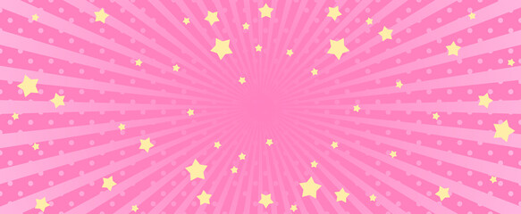 Abstract pink background with little staes. Decoration banner themed Lol surprise doll girlish style. Invitation card template © Katsiaryna Hatsak