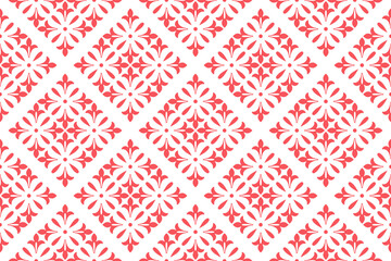 Flower geometric pattern. Seamless vector background. White and pink ornament