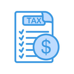 Tax payment icon vector illustration in blue style about marketing and growth for any projects